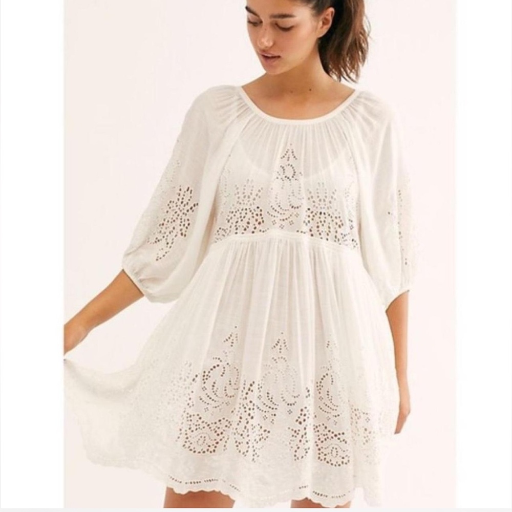 Free People Backless White Eyelet Dress Coverup - Size XS